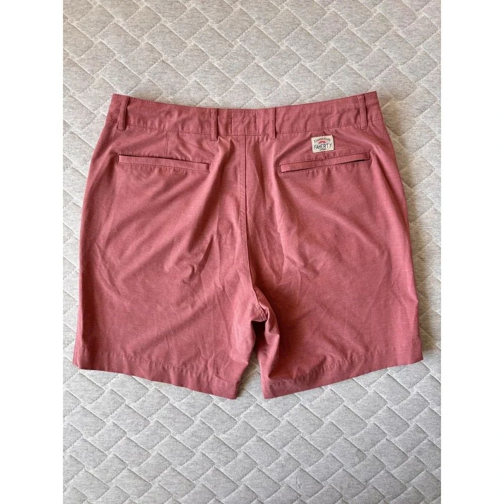 Faherty All Day 9 Inch Shorts Mens 34 Pink 4 Way Stretch Chino Travel Summer